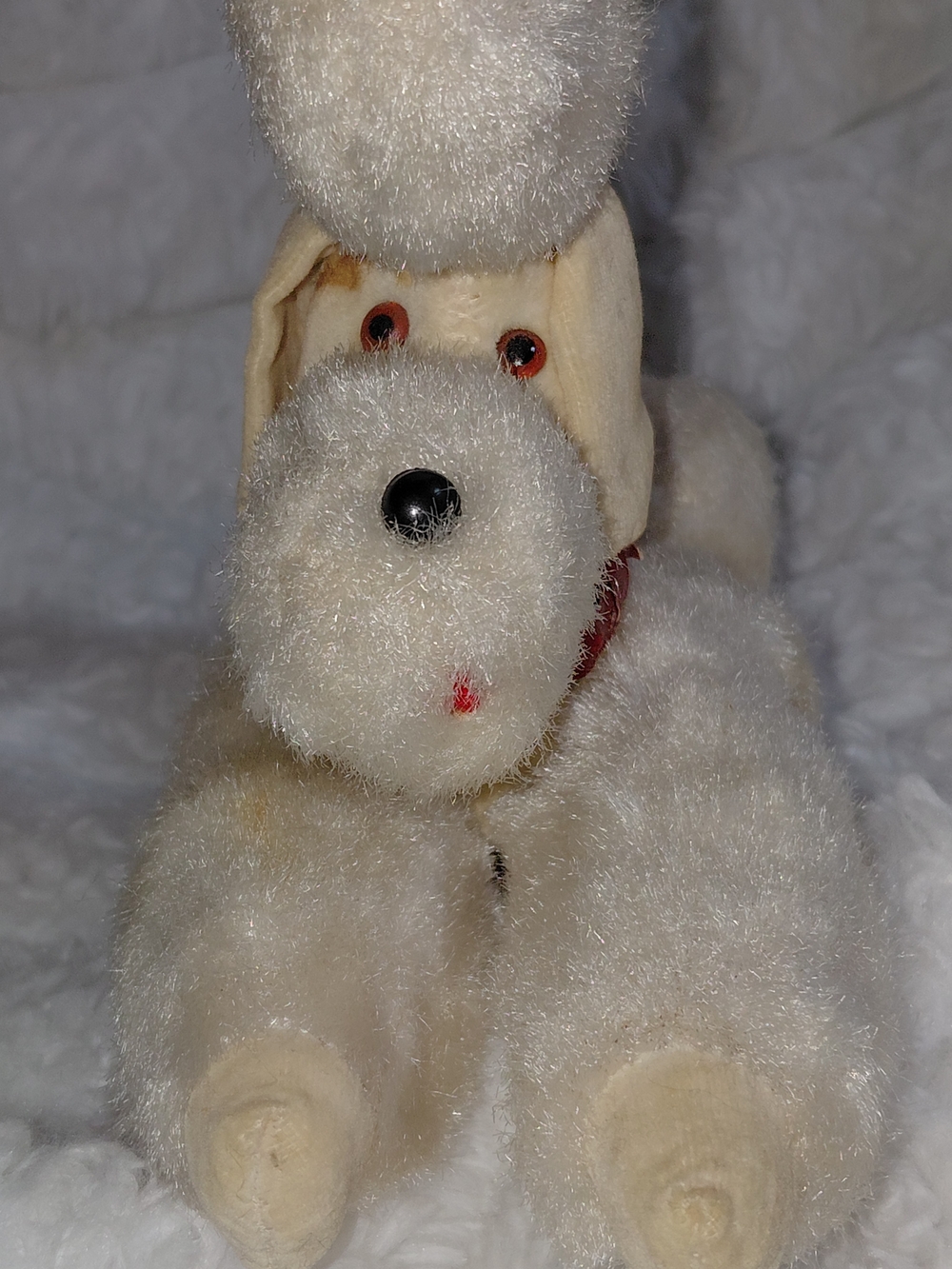 Vintage Straw Stuffed Poodle Dog  Movable Legs Made In Japan